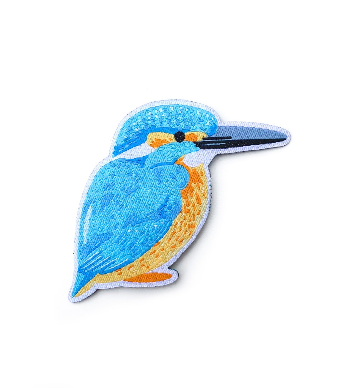 Kingfisher Patch Woven Iron-on Patch, Small Cute Gift for Bird