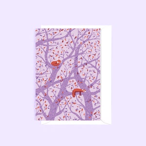 Cartão de cumprimentos do panda vermelho - cartão em branco, ilustração de animal fofo, decoração de berçário, animal da selva, cartão de aniversário, cartão de dia dos namorados