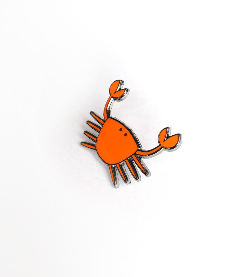 Red Crab Enamel Pin Cute Animal Pin, Hard Enamel Pin, Ocean Animal, Lapel Pin Badge, Cancer Sign, Cute Crustacean image 3