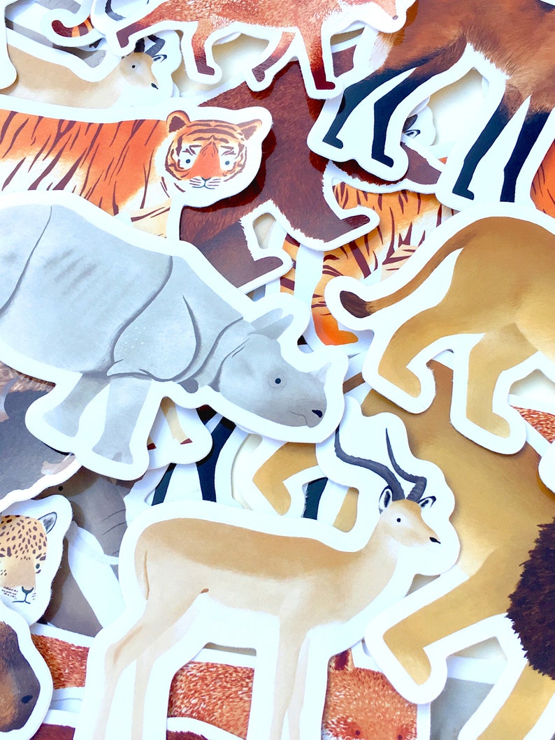Animal Kit Sticker Animal Stickers - Vinyl Sticker Mix, Children's Gift, Jungle Animals ...