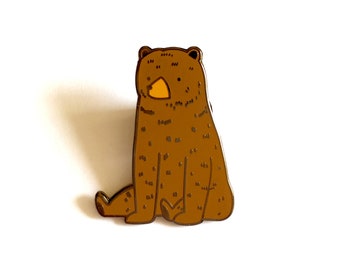 Brown Bear Enamel Pin - Cute Animal Pin, Pin Badge, Hard Enamel Pin, Animal Brooch, Lapel Pin, Small Gift, Woodland Animal