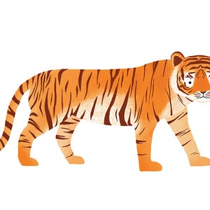 Carte postale tigre - illustration animalière, cadeau pour enfant, imprimé animal de la jungle, impression déco de chambre d'enfant, animal de zoo