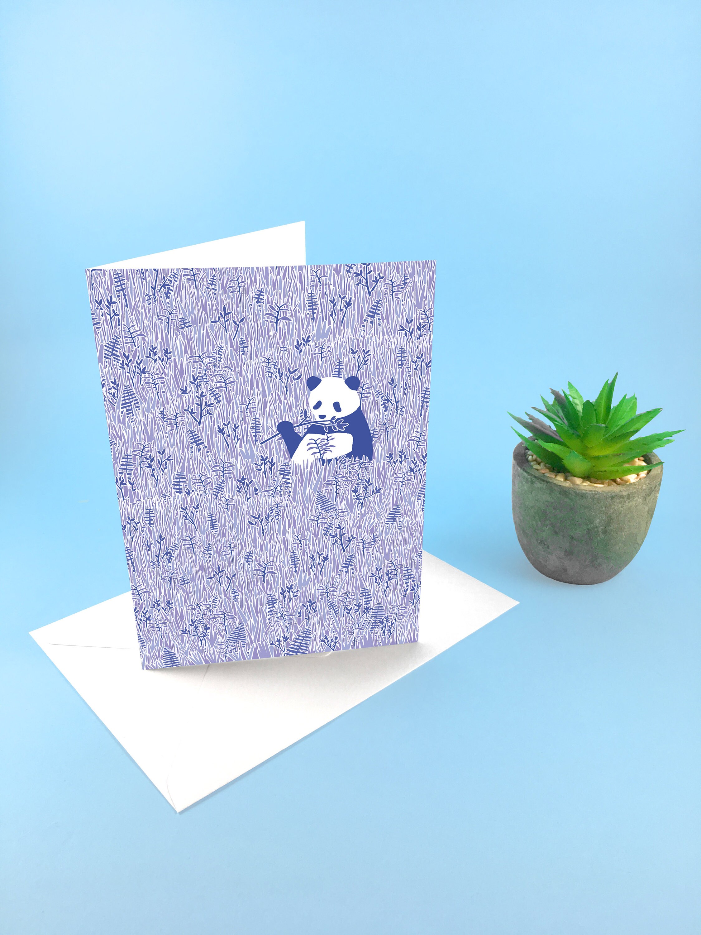 Panda Greetings Card Animal Illustration Panda Art Card | Etsy