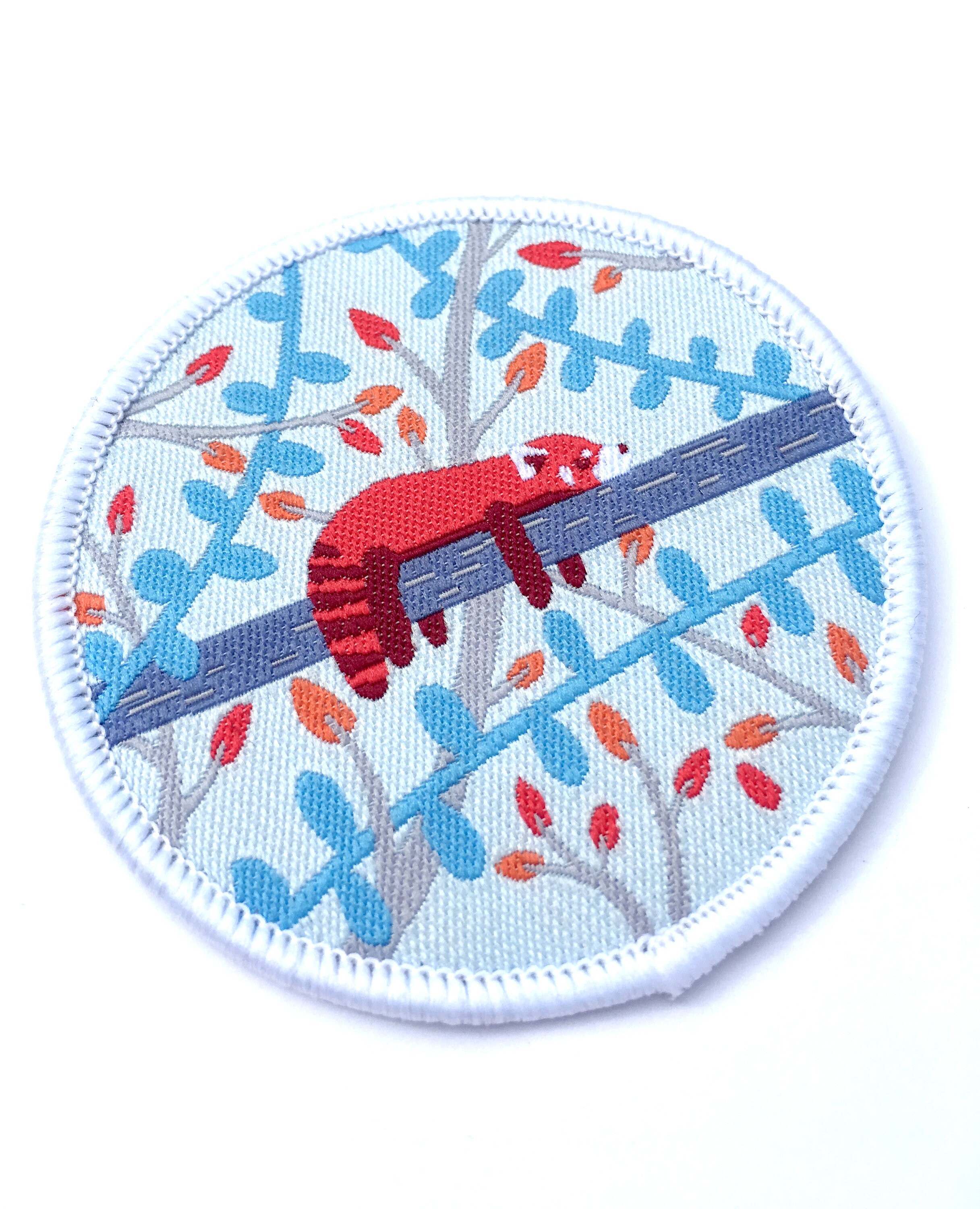Red Panda Patch - Woven Iron-on Patch, Cute Animal Illustration, Woven ...
