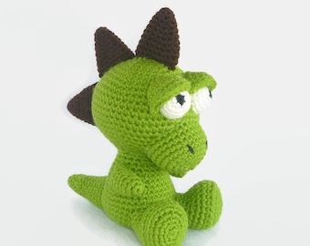 Crochet Dinosaur Toy, Amigurumi Baby Dragon, Handmade Baby Safe Toy.
