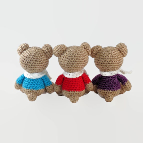 Ours En Peluche Fait Main Au Crochet Avec Pull - Doudou Artisanale Française