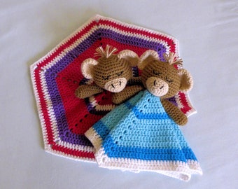 Crochet Monkey Lovey, 100 % Cotton Monkey Security Blanket, Baby Monkey Cuddle Toy, Australian Made Baby Toy