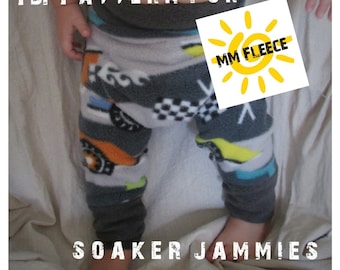 PDF Pattern // Soaker Jammies // Diaper Cover Pattern // Fleece Longies Pattern // Fleece Diaper Cover // Wool Longies Pattern, Sizes 1-6
