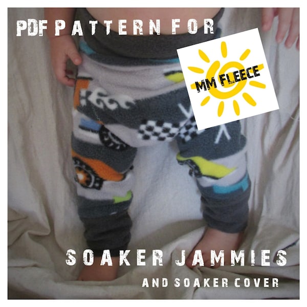 PDF Pattern // Soaker Jammies // Diaper Cover Pattern // Fleece Longies Pattern // Fleece Diaper Cover // Wool Longies Pattern, Sizes 1-6