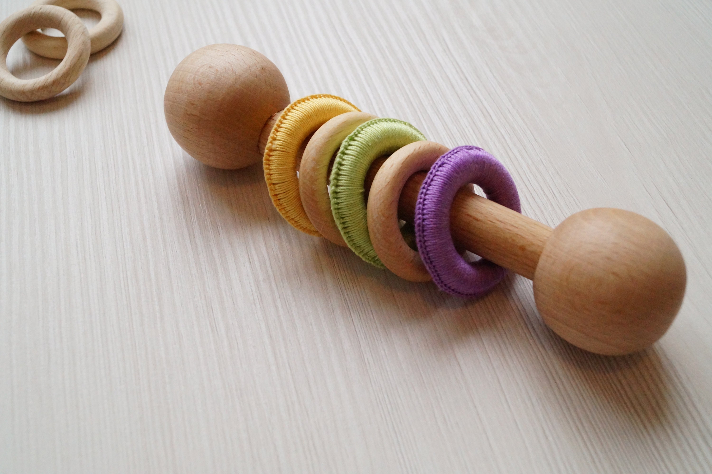 Wooden Rattle Baby Rattle Gender Neutral Gift Montessori Etsy