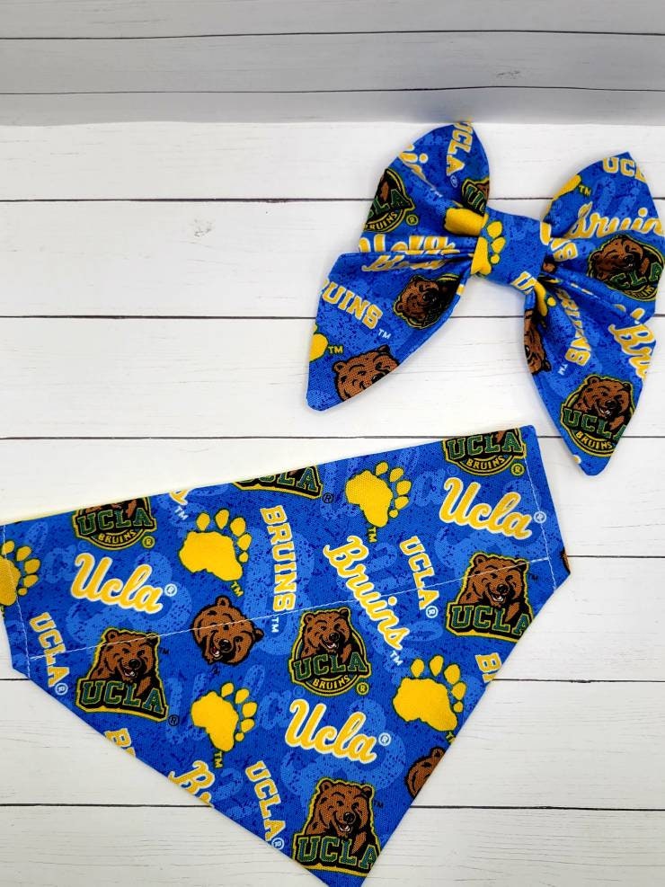 UCLA Bruin Family bandanas, bowties and girl bows.