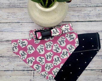 New color*  Our #1 Best Seller   50's I Love Lucy dog Collar, and matching accessories.  Foster's Bandanas exclusive.