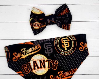 San Francisco giants fans dog bandanas and bowties.