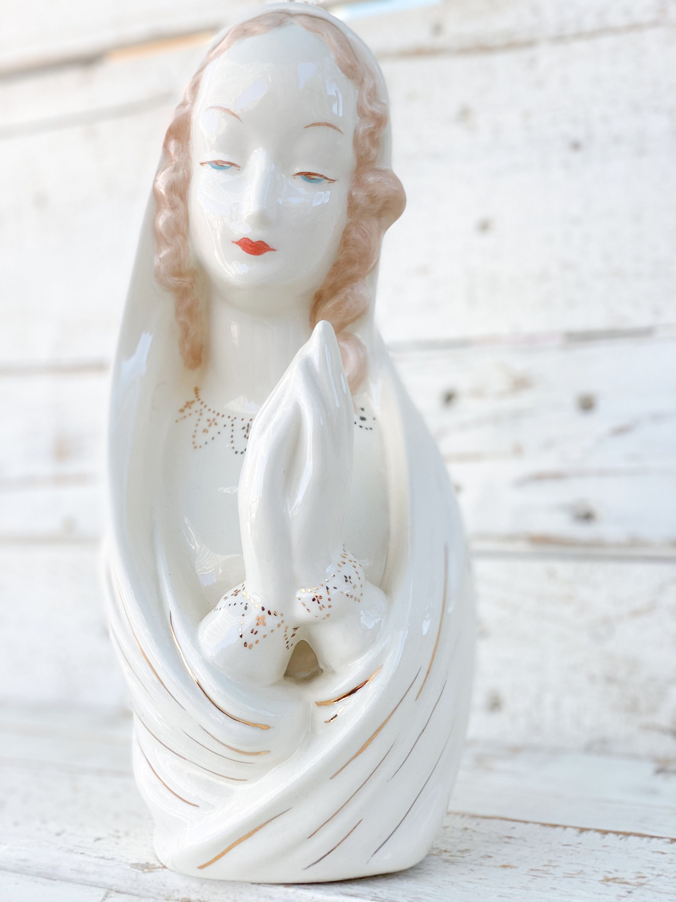 Praying Angel Figurine Vintage Handmade Figurine Religious Etsy Singapore
