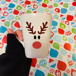 renna rudolph decalcomania natalizia / tazza di natale fai da te regalo di festa renna santa tazza tazza tumbler