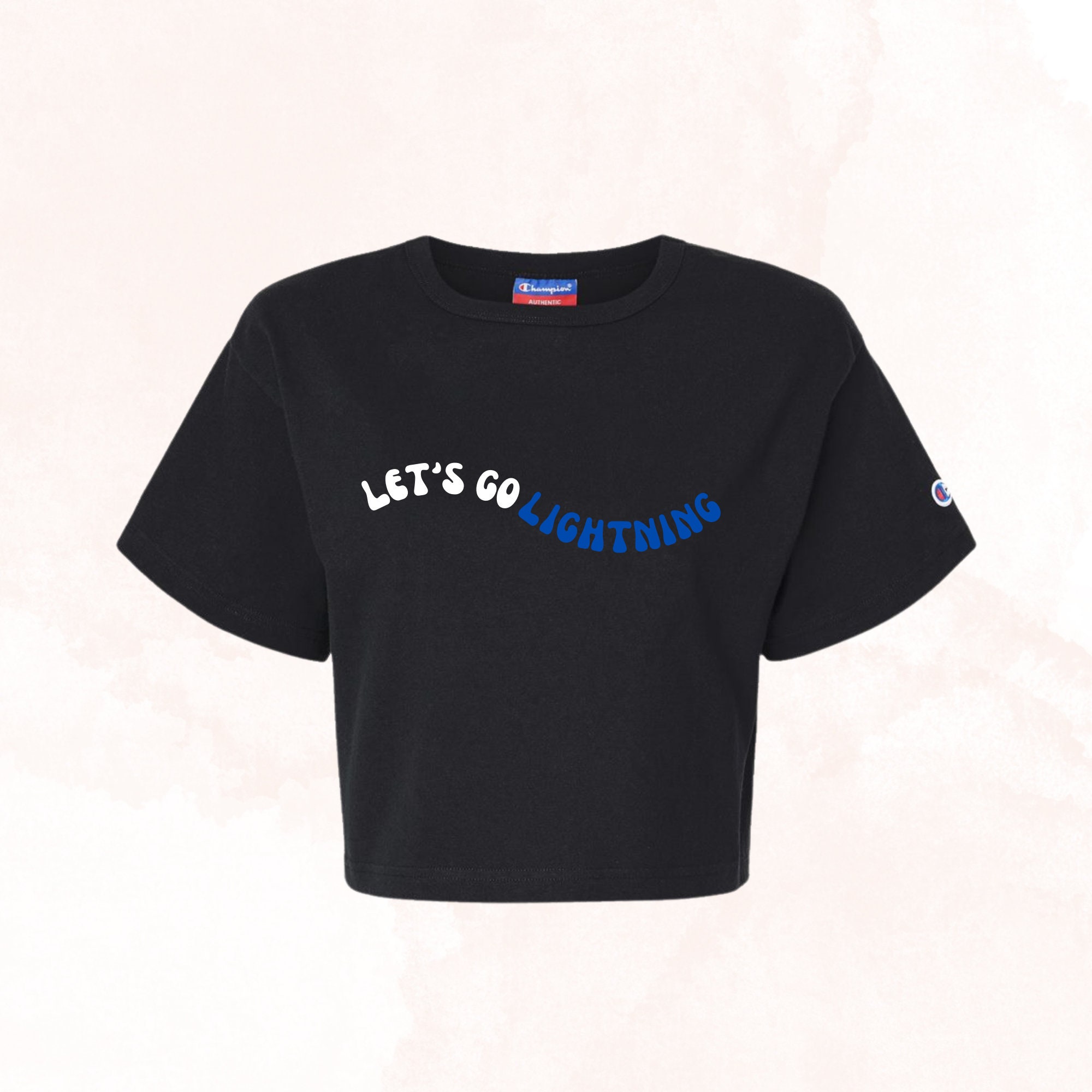Printify Tampa Bay Lightning Strike Women's Crop Top Hockey T-Shirt Black Stitching / L