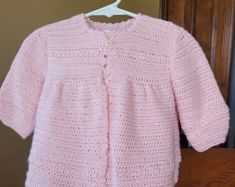 Rosa Handgemachte Häkeljacke für Baby Mädchen, 12 Monate