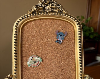 Shiny Gold Floral Pin Trading Pinboard Corkboard Frame Display