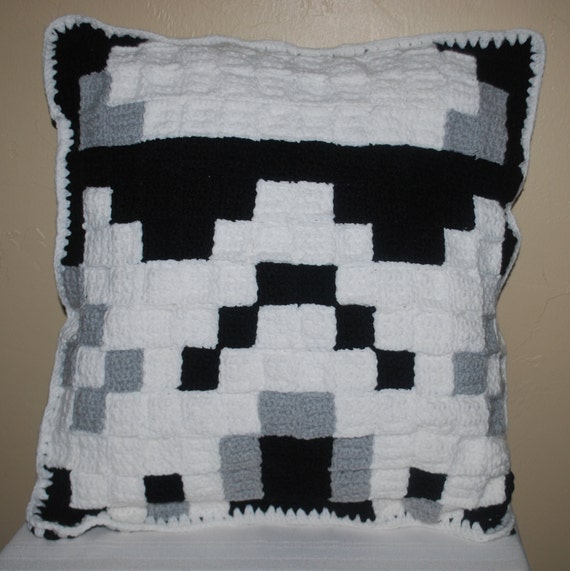 Star Wars Stormtrooper Crochet Granny Squares Handmade Pillow 