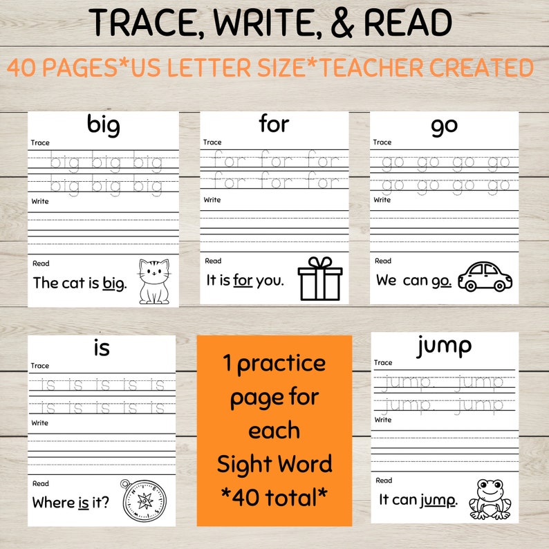 Printable Pre K Sight/dolch Word List Bundle, 80 Pages, Trace/write ...