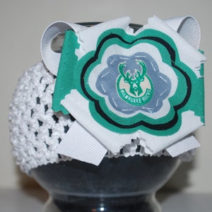 Milwaukee Bucks Fabric Flower Headband for Baby image 1
