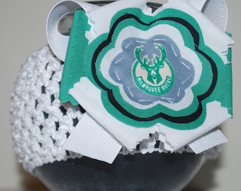 Milwaukee Bucks Fabric Flower Headband for Baby