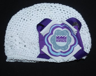 Sacramento Kings Fabric Flower Crochet Hat for Newborn