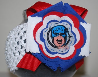Captain America Avengers Fabric Flower Headband for Baby