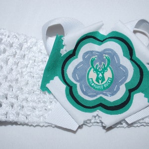 Milwaukee Bucks Fabric Flower Headband for Baby image 3
