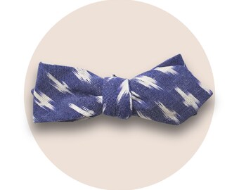 Handmade Bow Tie, Cotton – Self-Tie, Medium Pointed, Vintage Style | Ready to Wear | Blue Skies