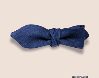 Handmade Bow Tie, Linen – Self-Tie, Slim, Vintage Style | Made to Order | Moonlight Sonata