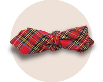 Handmade Bow Tie, Cotton – Self-Tie, Slim, Vintage Style | Ready to Wear | Christmas Tartan