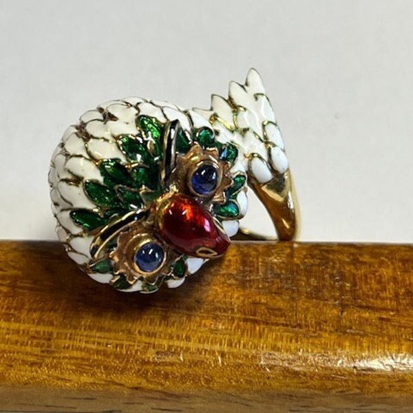 Owl Ring by Corletto Italian Vintage 18 Karat Gold 18.95 Grams