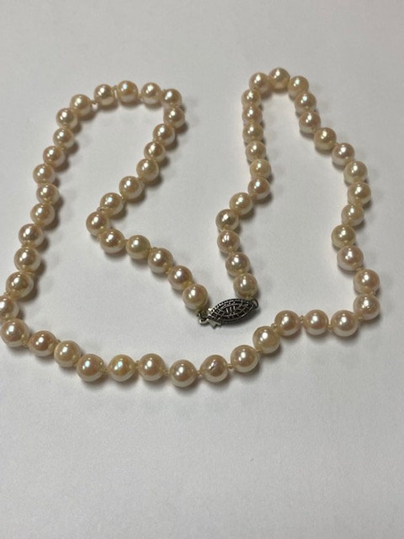 Japanese Akoya Pearl Necklace Cultured Pearls 6.78 Mm 6.4 Mm - Etsy