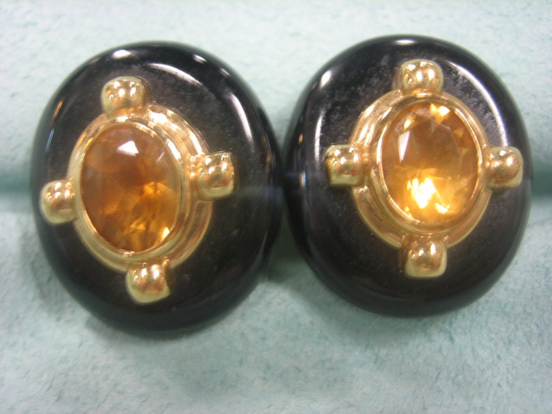 Citrine and Blue Tigereye Earrings