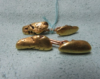 Gold Nugget Cuff Links 24 Karat Gold and 14 Karat Gold Handmade Rose Gold