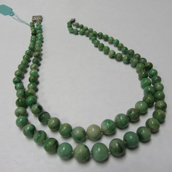 Jade Necklace Double Strand Graduated - image 2