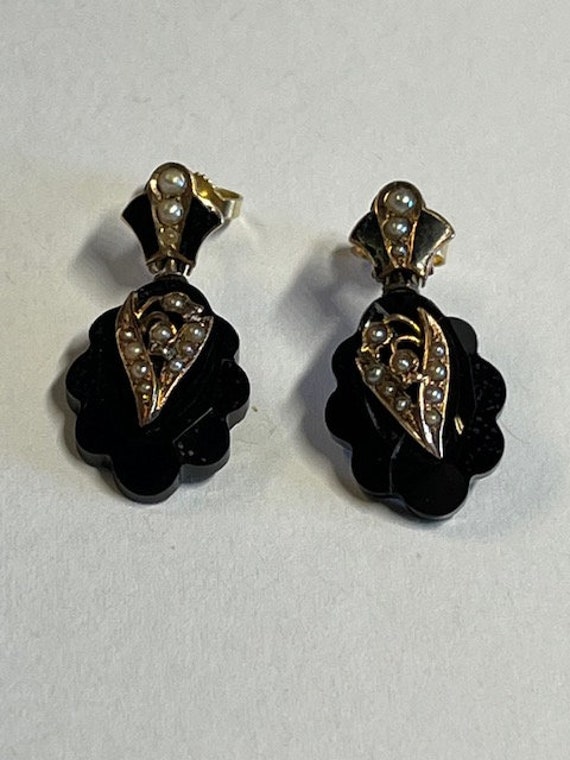 Victorian Belle Epoch Brooch and Earrings Black O… - image 4