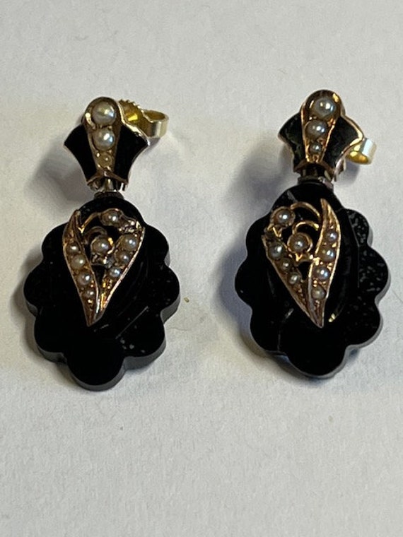 Victorian Belle Epoch Brooch and Earrings Black O… - image 5