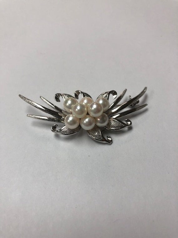 Pearl Brooch Hand Made Sterling Silver