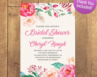 Floral Romantic Bridal Shower Invitation