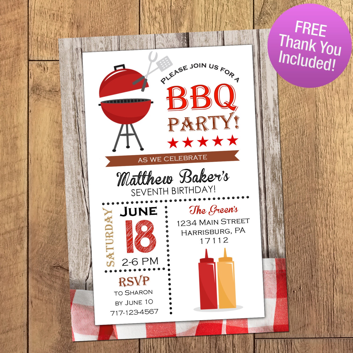 Zomer BBQ uitnodiging, afdrukbare uitnodiging, zwarte en rode BBQ-uit ...