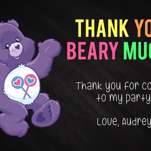 Care Bear Birthday Party Invitation FREE THANK YOU Included image 2