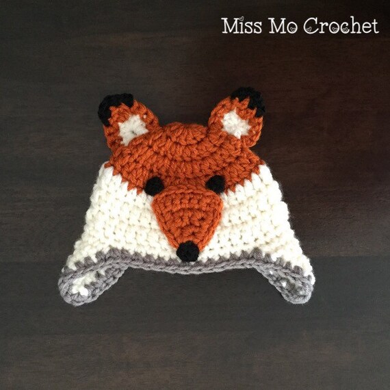 Crochet Fox Animal Ear Flap Hat for 