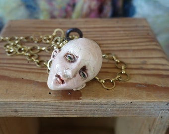 Artistic necklace in handmade with Ceramic Head | Jewelry ceramic