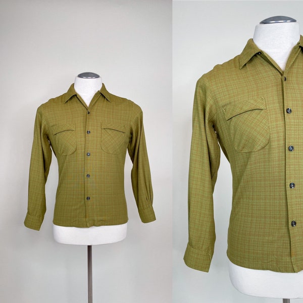 1950s Mens Deadstock Olive Green Pull Over Shirt main image 1