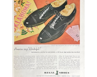 Regal Shoes 1944 Vintage Print Ad Men's Shoes Memorabilia Retro Fashion Collector Advertisement Men's Wingtip Dress Shoes Photo Ad