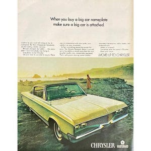 Chrysler Newport Vintage Print Ad 1968 Original Magazine Advertising Print 1960&#39;s Automobile Retro Wall Art Vintage Car Ads Chrysler 60&#39;s
