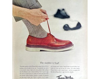Thom McAn Men's Shoes 1954 Vintage Print Ad Magazine Retro Shoe Ad 1950's Shoes Vintage Mens Shoes Photo Mid Century Modern Shoe Ads