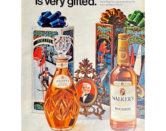 Walker's Bourbon Vintage Print Ad 1969 Hiram Walker Memorabilia Ad Retro Drinks Mid Century Modern Bar Bourbon Wall Art Walkers Bourbon Gift
